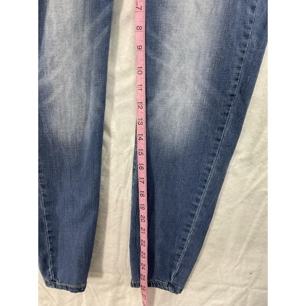 Between Us Jeans Womens 14 Blue Medium Wash High Rise Distressed Skinny Stretch - Picture 5 of 10